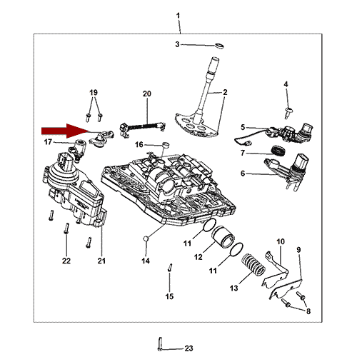 Схема расположения датчика давления АКПП Chrysler Sebring | Крайслер Себринг 07–10 года выпуска