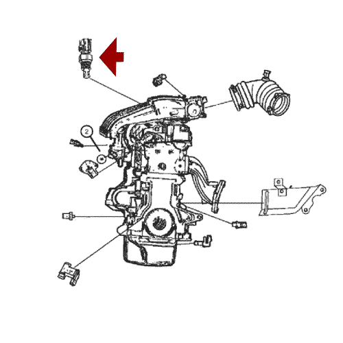 Схема расположения датчика температуры двигателя Крайслер Интрепид 98-04