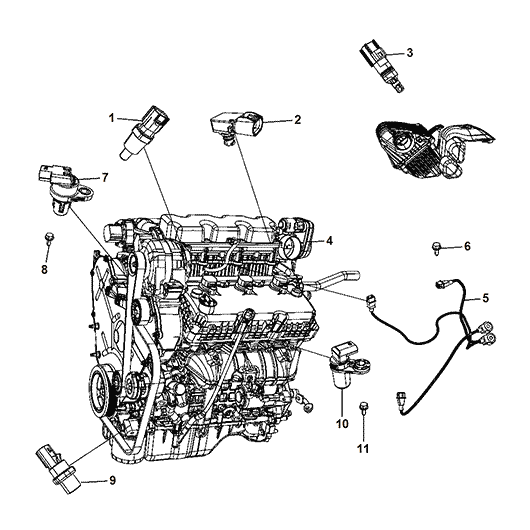 Разъем двухконтактный датчика температуры охлаждения жидкости (двигатель Chrysler) (арт.055)