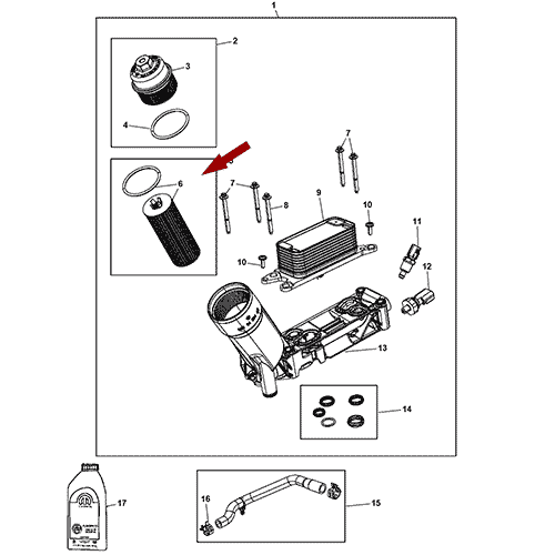 Схема расположения фильтра масляного на Додж Дюранго 14 года выпуска