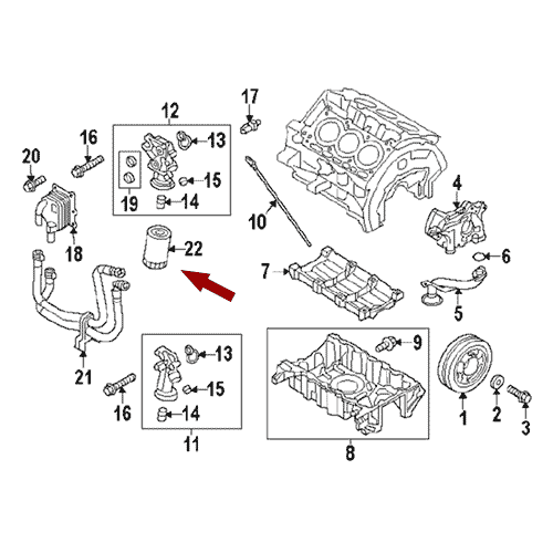 Схема расположения фильтра масляного на Ford Explorer | Форд Эксплорер 11–17 годов выпуска