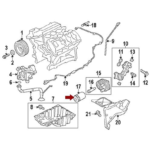Схема расположения фильтра масляного на Ford F-150 | Форд Ф-150 11–17 годов выпуска