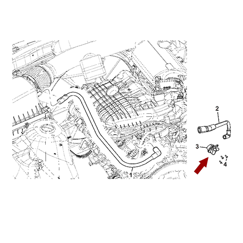 Схема расположения клапана вентиляции картера (PCV) на Jeep Grand Cherokee WK2 | Джип Гранд Чероки 11–18 года выпуска