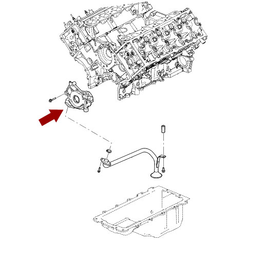 Схема расположения маслянного насоса ДВС на Ford Explorer | Форде Эксплорер 06-10 годов выпуска