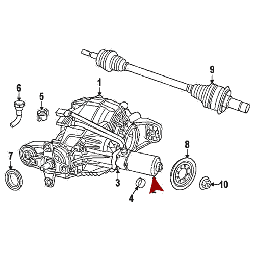 Схема расположения моторчика блокировки заднего дифференциала на Jeep Grand Cherokee WK2 | Джип Гранд Чероки 10-13 года выпуска