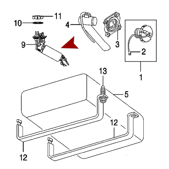 Схема расположения насоса топливного (бензонасоса) на Крайслере Себринг