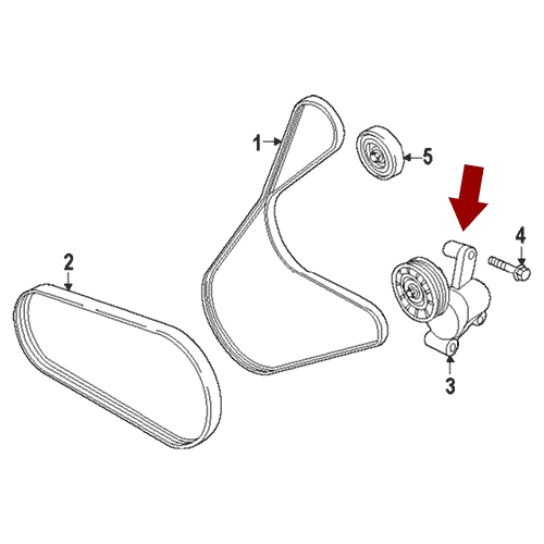 Схема расположения натяжителя приводного ремня Ford Mustang | Форд Мустанг 15–17 года выпуска