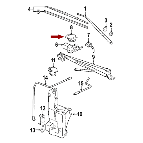 Схема расположения платы мотора дворников на Cadillac Escalade | Кадиллак Эскалейд 2003 года выпуска