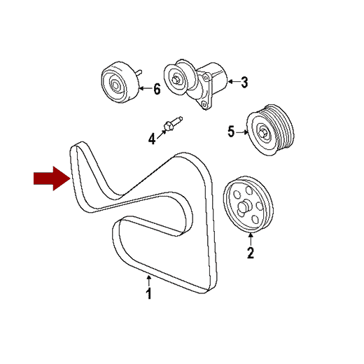 Схема расположения ремня приводного поликлинового на Ford Escape | Форде Эскейп 05-07 годов выпуска