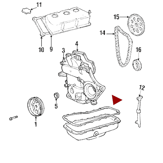 Схема расположения прокладки поддона на Крайслере Пацифика 3.8 л