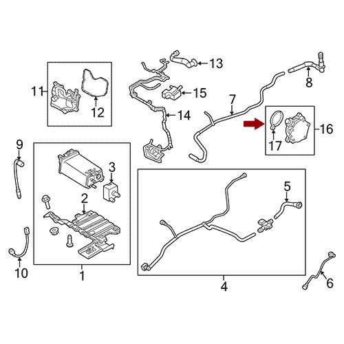 Схема расположения прокладки вакуумного насоса на Ford Edge | Форд Эдж 12–17 года выпуска