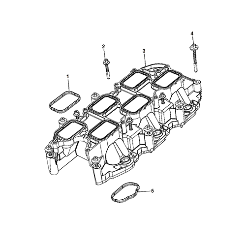 Схема расположения прокладки впускного коллектора (нижней) Jeep Grand Cherokee | Джип Гранд Чероки 11–17 года выпуска 3.6 литра 