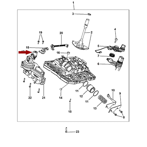 Схема расположения датчика давления АКПП Chrysler Sebring | Крайслер Себринг 07–10 года выпуска