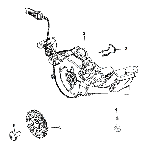 Схема расположения шестерни масляного насоса на Джипе Гранд Чероки 3.6 литра 11–17 года выпуска
