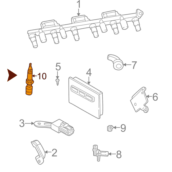 Схема расположения свечей зажигания на Крайслере Себринг 2.4 литровом 