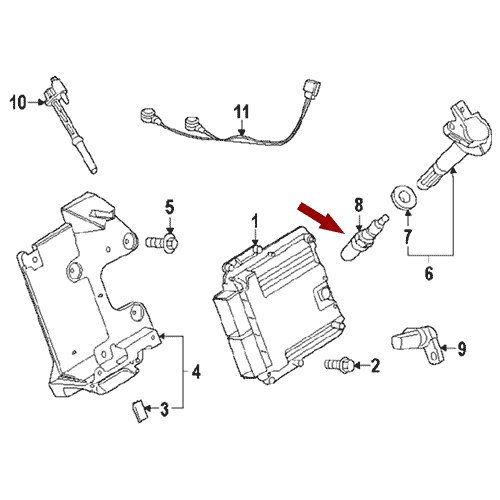 Схема расположения свечи зажигания Ford Mustang | Форд Мустанг 11–18 года выпуска